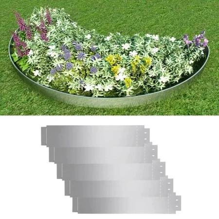 Lawn fences 5 pieces galvanized steel 100x20 cm by vidaXL, Garden edging and edging - Ref: Foro24-142668, Price: 35,02 €, Dis...