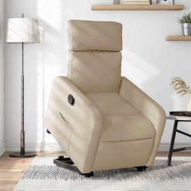 Sillón reclinable elevable de tela color crema en Sillones | Comprar online en Foru.es