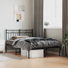 Estructura de cama con cabecero metal negro 120x200 cm de , Camas y somieres - Ref: Foro24-373689, Precio: 96,52 €, Descuento: %