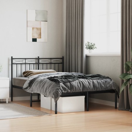Estructura de cama con cabecero metal negro 120x200 cm de , Camas y somieres - Ref: Foro24-373689, Precio: 96,52 €, Descuento: %