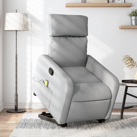 Sillón de masaje reclinable de pie de tela gris claro en Sillones | Comprar online en Foru.es