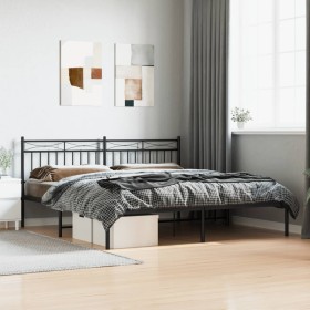 Estructura de cama con cabecero metal negro 183x213 cm de , Camas y somieres - Ref: Foro24-373696, Precio: 110,41 €, Descuent...