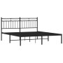 Estructura de cama con cabecero metal negro 160x200 cm de , Camas y somieres - Ref: Foro24-373694, Precio: 110,05 €, Descuent...