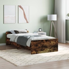Estructura de cama madera de ingeniería roble humo 100x200 cm de , Camas y somieres - Ref: Foro24-835936, Precio: 77,23 €, De...