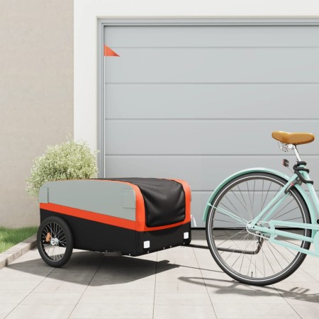Remolque para bicicleta hierro negro y naranja 45 kg de , Remolques para bicicletas - Ref: Foro24-94047, Precio: 97,62 €, Des...