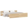 Estructura de cama con cabecero piecero roble Sonoma 200x200 cm de , Camas y somieres - Ref: Foro24-3203735, Precio: 134,83 €...