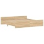 Estructura de cama con cabecero piecero roble Sonoma 200x200 cm de , Camas y somieres - Ref: Foro24-3203735, Precio: 134,83 €...