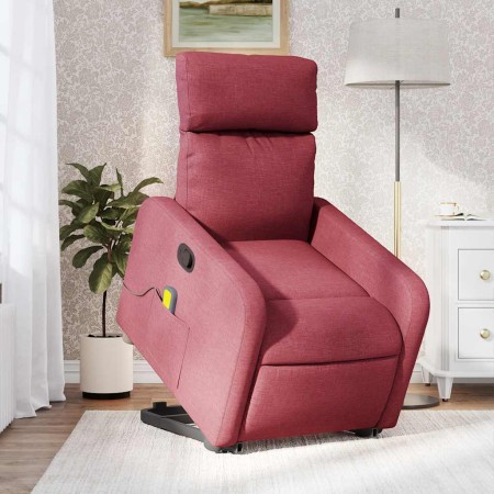 Sillón reclinable de masaje elevable tela rojo tinto en Sillones | Comprar online en Foru.es