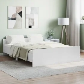 Bed frame with headboard and footboard white 140x190 cm by , Beds and slatted bases - Ref: Foro24-3203782, Price: 173,95 €, D...
