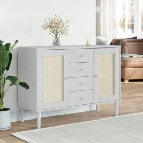 Aparador SENJA aspecto de ratán madera pino blanco 112x40x80 cm de , Aparadores - Ref: Foro24-358026, Precio: 134,12 €, Descu...