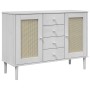 Aparador SENJA aspecto de ratán madera pino blanco 112x40x80 cm de , Aparadores - Ref: Foro24-358026, Precio: 135,48 €, Descu...