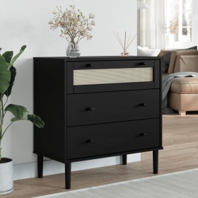 Cómoda SENJA aspecto ratán madera maciza pino negro 80x40x80cm de , Cajoneras - Ref: Foro24-358024, Precio: 149,34 €, Descuen...