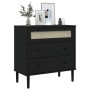 Cómoda SENJA aspecto ratán madera maciza pino negro 80x40x80cm de , Cajoneras - Ref: Foro24-358024, Precio: 149,34 €, Descuen...