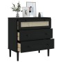 Cómoda SENJA aspecto ratán madera maciza pino negro 80x40x80cm de , Cajoneras - Ref: Foro24-358024, Precio: 149,34 €, Descuen...
