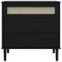 Cómoda SENJA aspecto ratán madera maciza pino negro 80x40x80cm de , Cajoneras - Ref: Foro24-358024, Precio: 149,34 €, Descuen...