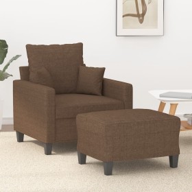 Sillón con taburete tela marrón 60 cm de , Sofás - Ref: Foro24-3201084, Precio: 182,18 €, Descuento: %