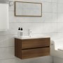 Mueble de baño con lavabo madera contrachapada marrón roble de , Tocadores de baño - Ref: Foro24-3120347, Precio: 251,20 €, D...