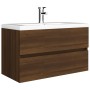 Mueble de baño con lavabo madera contrachapada marrón roble de , Tocadores de baño - Ref: Foro24-3120347, Precio: 251,20 €, D...