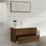 Mueble de baño con lavabo madera contrachapada marrón roble de , Tocadores de baño - Ref: Foro24-3120347, Precio: 251,20 €, D...