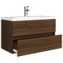 Mueble de baño con lavabo madera contrachapada marrón roble de , Tocadores de baño - Ref: Foro24-3120347, Precio: 251,20 €, D...
