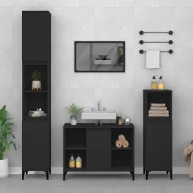 Armario para lavabo madera contrachapada negro 80x33x60 cm de , Tocadores de baño - Ref: Foro24-821293, Precio: 60,33 €, Desc...
