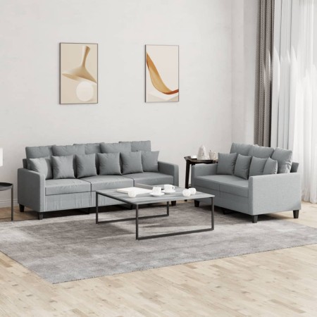 Juego de sofás con cojines 2 piezas tela gris claro de , Sofás - Ref: Foro24-3201664, Precio: 504,45 €, Descuento: %
