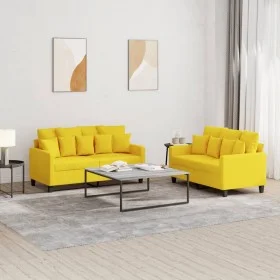 Sofagarnitur mit Kissen 2-teilig aus hellgelbem Stoff von , Sofas - Ref: Foro24-3201653, Preis: 365,38 €, Rabatt: %