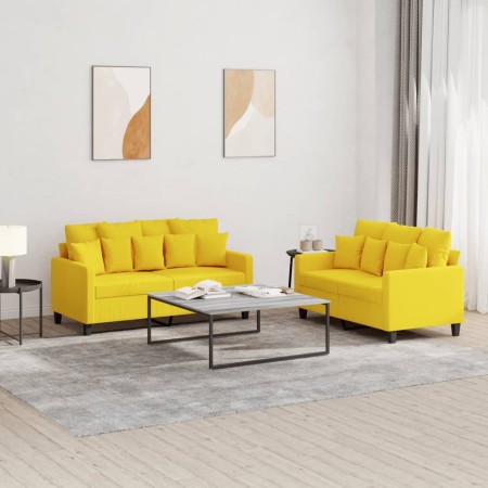 Juego de sofás con cojines 2 piezas tela amarillo claro de , Sofás - Ref: Foro24-3201653, Precio: 370,74 €, Descuento: %