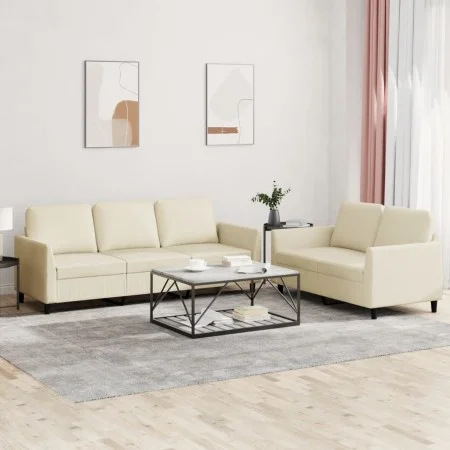 Juego de sofás con cojines 2 piezas cuero sintético crema de , Sofás - Ref: Foro24-3201761, Precio: 412,22 €, Descuento: %