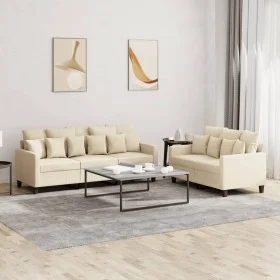 Sofagarnitur mit Kissen, 2-teilig, cremefarbener Stoff von , Sofas - Ref: Foro24-3201666, Preis: 474,32 €, Rabatt: %