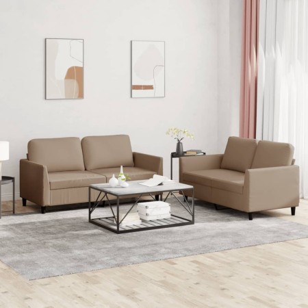 Juego de sofás con cojines 2 piezas cuero sintético capuchino de , Sofás - Ref: Foro24-3201754, Precio: 387,87 €, Descuento: %