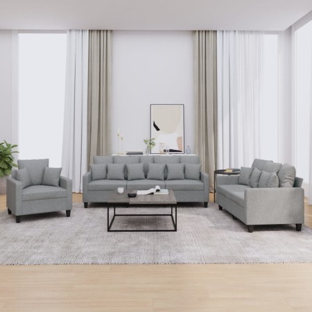 Juego de sofás con cojines 3 piezas tela gris claro de , Sofás - Ref: Foro24-3201632, Precio: 654,74 €, Descuento: %