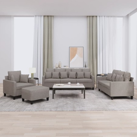Juego de sofás con cojines 4 piezas tela gris taupe de , Sofás - Ref: Foro24-3201647, Precio: 701,78 €, Descuento: %