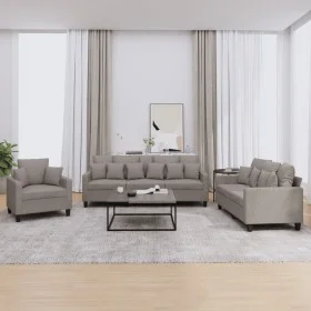 Sofagarnitur mit Kissen, 3-teilig, taupegrauer Stoff von , Sofas - Ref: Foro24-3201639, Preis: 640,11 €, Rabatt: %