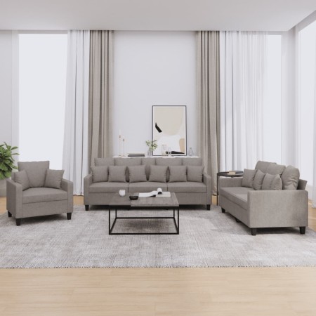 Juego de sofás con cojines 3 piezas tela gris taupe de , Sofás - Ref: Foro24-3201639, Precio: 651,49 €, Descuento: %