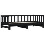 Sofá cama nido madera maciza de pino negro 90x200 cm de , Camas y somieres - Ref: Foro24-836158, Precio: 183,12 €, Descuento: %