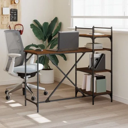 Escritorio de ordenador con estantes roble marrón 120x47x109 cm de , Escritorios - Ref: Foro24-836217, Precio: 69,12 €, Descu...