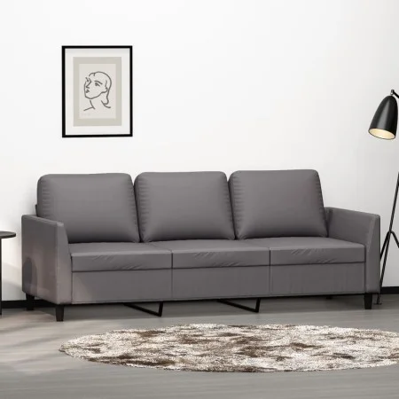 Sofá de 3 plazas de cuero sintético gris 180 cm de , Sofás - Ref: Foro24-359340, Precio: 279,55 €, Descuento: %