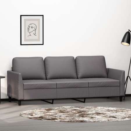 Sofá de 3 plazas de cuero sintético gris 180 cm de , Sofás - Ref: Foro24-359340, Precio: 283,84 €, Descuento: %