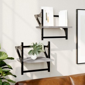 Estantes de pared con barras 2 uds gris Sonoma 30x25x30 cm de , Estantes y estanterías - Ref: Foro24-836236, Precio: 19,90 €,...