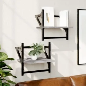 Estantes de pared con barras 2 uds gris Sonoma 30x25x30 cm de , Estantes y estanterías - Ref: Foro24-836236, Precio: 19,67 €,...