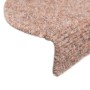 Alfombrilla de escaleras 15 uds tela punzonada 65x21x4cm marrón de vidaXL, Alfombrillas para escalones - Ref: Foro24-132696, ...