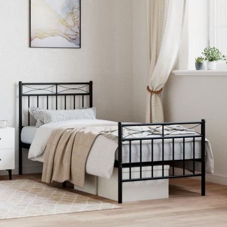 Estructura de cama con cabecero y estribo metal negro 80x200 cm de , Camas y somieres - Ref: Foro24-373700, Precio: 72,60 €, ...