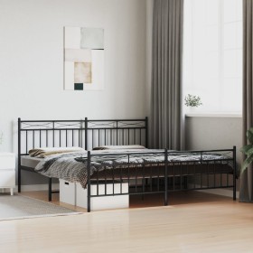 Estructura de cama cabecero y estribo metal negro 183x213 cm de , Camas y somieres - Ref: Foro24-373714, Precio: 123,80 €, De...