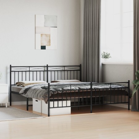 Estructura de cama cabecero y estribo metal negro 183x213 cm de , Camas y somieres - Ref: Foro24-373714, Precio: 123,80 €, De...