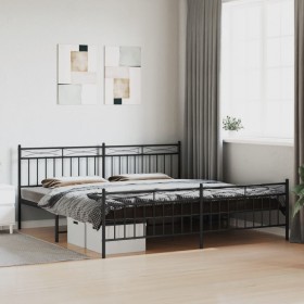 Estructura de cama cabecero y estribo metal negro 200x200 cm de , Camas y somieres - Ref: Foro24-373716, Precio: 132,97 €, De...