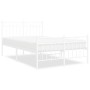 Estructura cama metal con cabecero y estribo blanco 120x200 cm de , Camas y somieres - Ref: Foro24-373756, Precio: 95,32 €, D...