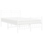 Estructura cama metal con cabecero y estribo blanco 120x200 cm de , Camas y somieres - Ref: Foro24-373756, Precio: 95,32 €, D...
