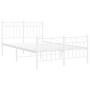 Estructura cama metal con cabecero y estribo blanco 120x200 cm de , Camas y somieres - Ref: Foro24-373756, Precio: 95,32 €, D...