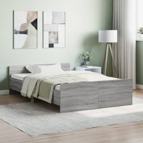 Estructura de cama con cabecero piecero gris Sonoma 120x200 cm de , Camas y somieres - Ref: Foro24-3203745, Precio: 127,90 €,...